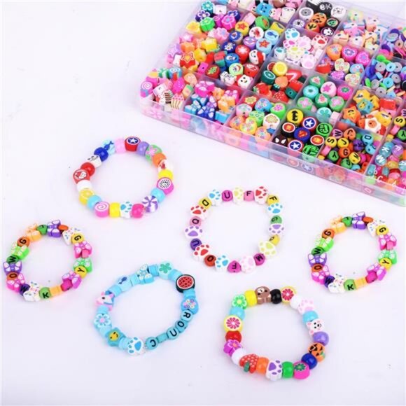 Polymer Clay Beads Bracelet Making kit, 24 Style Cute Fun Beads - Picture 7 of 8